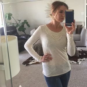 NWT lucky brand top with crochet detail